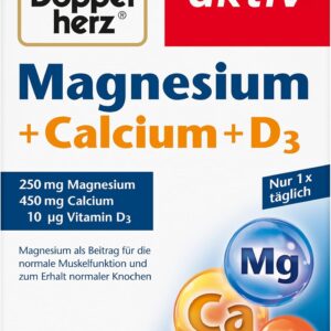 Doppelherz Magnesium + Calcium + D3 - Magnesium als Beitrag für die Muskelfunktion und zum Erhalt normalen Knochen - 120 Tabletten