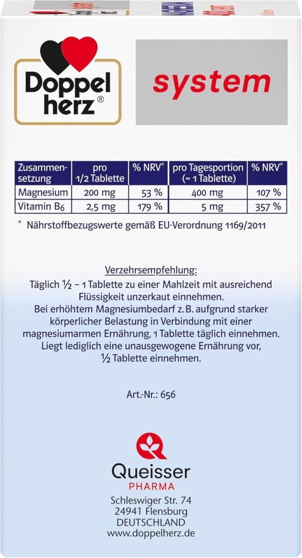 Doppelherz system MAGNESIUM 400 DEPOT – Magnesium als Beitrag für die normale Funktion der Muskeln und des Nervensystems – 60 Tabletten – Bild 3