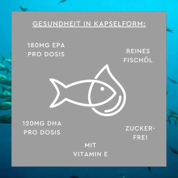 SUNLIFE Omega 3 Kapseln hochdosiert - 1 x 60 Stück - 1000mg Omega 3 Fischöl Kapseln - Omega 3 Öl Kapseln mit 180mg EPA & 120mg DHA - gluten- & laktosefrei - hochwertige Fischöl Omega 3 Kapseln – Bild 5