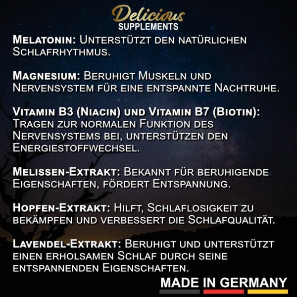 Deep Zzzleep - Melatonin Kapseln - Schneller Einschlafen - 0,5 mg Melatonin pro Kapsel - hochdosiert - 100 Kapseln - Made In Germany – Bild 3