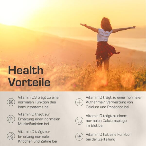 Bio Vitamin D3 Kapseln vegan | Bio Vitamin D3 vegan | aus Flechtenextrakt aus kontrolliert-biologischem Anbau | im Glas | 1 Kapsel = 25 µg = 1000 I.E. | 2-Monatsversorgung | laborgeprüft – Bild 3
