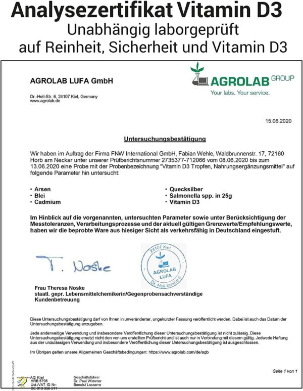 Vitamin D3 Laborgeprüfte 5000 IE pro Tropfen hochdosiert Vergleichs-Sieger 2019-2021 - Hoch bioverfügbares Vitamin D flüssig 50ml (1850 Tropfen) mit MCT-Öl aus Kokos – Bild 8