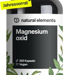 Magnesium - 365 Kapseln (Jahresvorrat) - 667mg, davon 400mg elementares Magnesium pro Kapsel - Laborgeprüft, hochdosiert, vegan