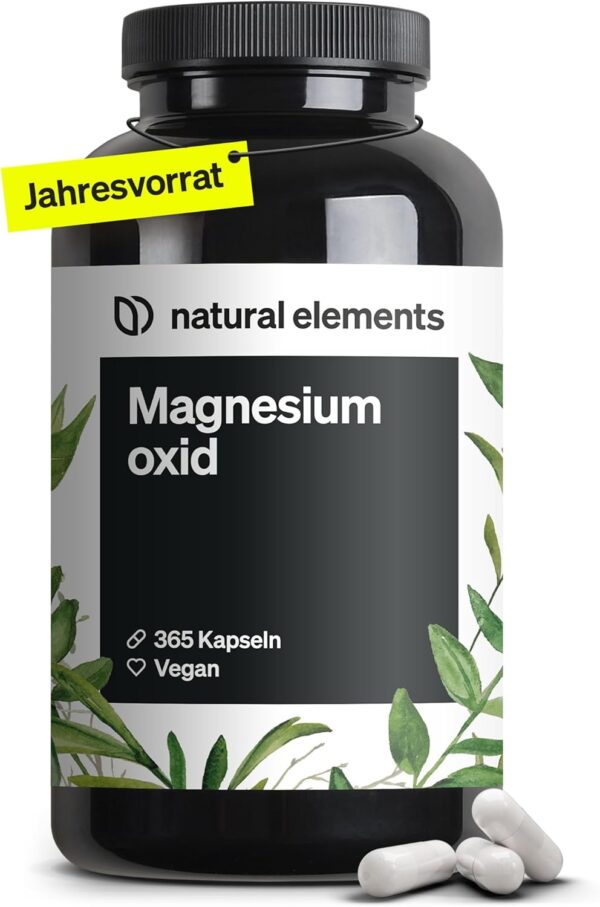 Magnesium - 365 Kapseln (Jahresvorrat) - 667mg, davon 400mg elementares Magnesium pro Kapsel - Laborgeprüft, hochdosiert, vegan