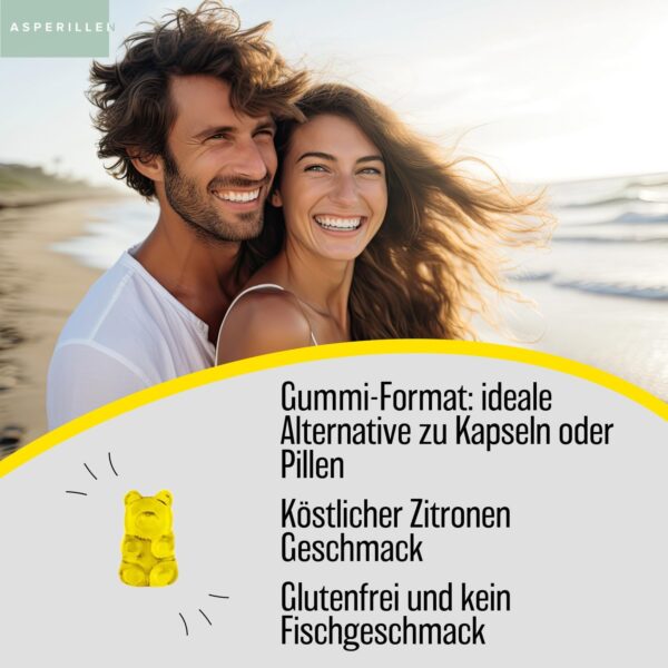 Omega 3 Gummibärchen mit Vitamin E aus Fischöl mit Zitronengeschmack – Hochdosiert Omega 3 Fettsäuren EPA und DHA – 400 mg EPA + 200 mg DHA – Omega 3 Gummies – 60 Einheiten – Bild 5
