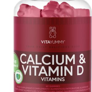VITAYUMMY Calcium & Vitamin D3 Vegane Vitamin Gummibärchen - Vitamine Kinder & Erwachsene - Immunsystem Stärken - Fördert die Zahn- und Knochengesundheit - 60 Vitamin Gummies 1 Monat