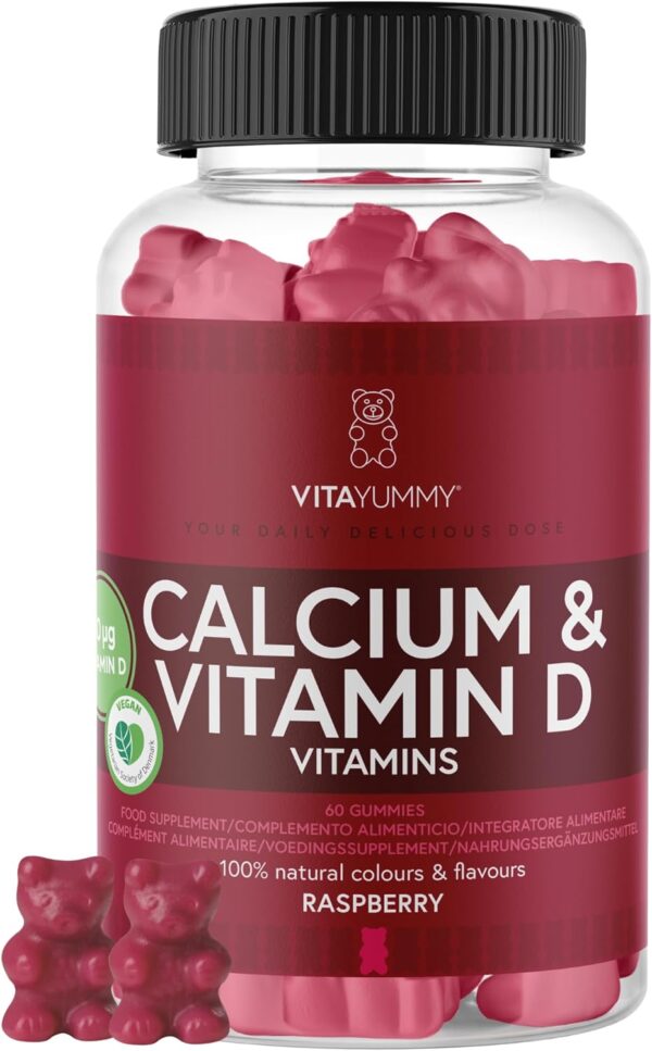 VITAYUMMY Calcium & Vitamin D3 Vegane Vitamin Gummibärchen - Vitamine Kinder & Erwachsene - Immunsystem Stärken - Fördert die Zahn- und Knochengesundheit - 60 Vitamin Gummies 1 Monat