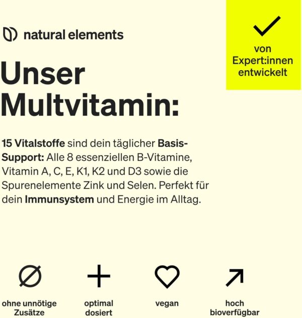Multivitamin – 365 vegane Tabletten – Jahresvorrat – wertvolle Vitamine A-Z, mit Vitamin K1 und K2 – ohne unnötige Zusätze – in Deutschland produziert & laborgeprüft – Bild 3