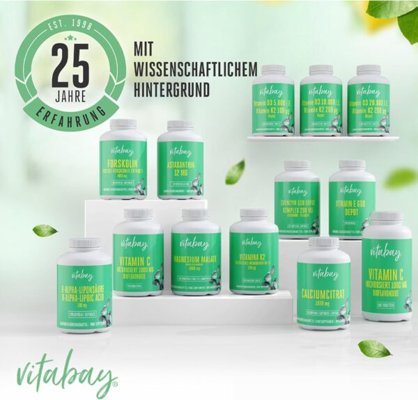 Vitabay Vitamin D3 Hochdosiert 50.000 I.E. - 120 Vegane Vitamin D Tabletten als Depot - Vit D Hochdosiert mit 50000 IE - Hochwertiges Vit D3 für lange Versorgung - Laborgeprüft – Bild 6