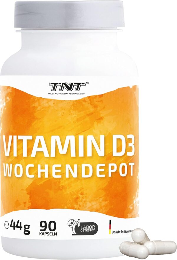TNT Vitamin D3 5600 I.E. (90 Kapseln) • Vitamin D hochdosiert • Sonnenvitamin mit Depot-Wirkung