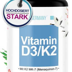 Vitamin D3 + K2 Tabletten - 180 Stück 5.000 i.E. [DEPOT] - Hochdosiert Vitamin D3 und 100 mcg Vitamin K2 pro EINER Tablette - Hochwertig: Manequinon MK7 - Laborgeprüft