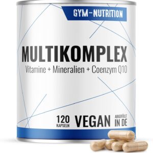 Multimineral Komplex – Laborgeprüft - 120 Kapseln – Vegan – Vitamine - plus Spuren-Elemente & Q10 – Vitamin-Präparat mit Mineralien — vegan, hochdosiert — 120 Kapseln
