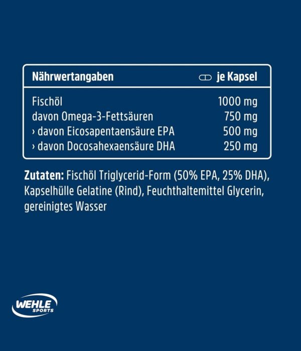 Omega 3 Kapseln hochdosiert - Fischöl Kapseln mit 2000mg (1000mg EPA & 500mg DHA) pro Tagesdosis - Omega-3 Fettsäuren ohne Vitamin E - Aufwendig gereinigt aus nachhaltigem Fischfang – Bild 7