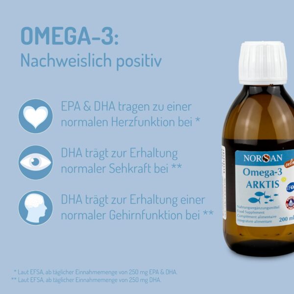 NORSAN Premium Omega-3 Arktis Dorschöl hochdosiert 2x 200 ml / 2.000 mg Omega-3 pro Portion mit Zitronengeschmack/Omega-3 Öl mit EPA & DHA/Omega-3 Premium Öl mit 800 IE Vitamin D3 – Bild 2
