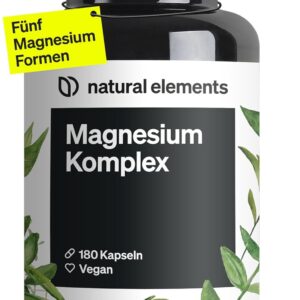 Magnesium Komplex - Premium: Aus 5 hochwertigen Verbindungen - 400mg elementares Magnesium pro Tagesdosis - Laborgeprüft, vegan, hochdosiert