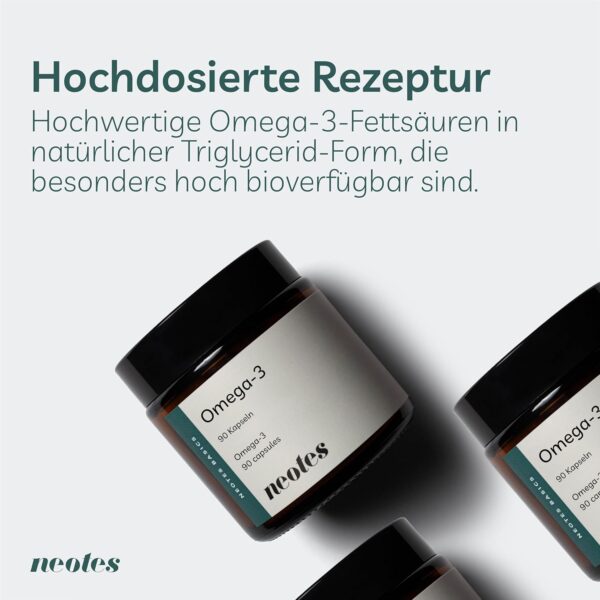 Omega-3 Fettsäure - Hochdosiert mit 720 mg EPA & 280 mg DHA - 90 Kapseln (6 Wochen) - Premium Nahrungsergänzungsmittel mit Fettsäuren aus Fischöl - Optimale Bioverfügbarkeit - neotes – Bild 4