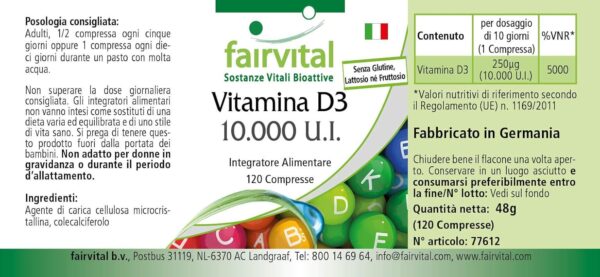 Fairvital | Vitamin D3 10.000 I.E. Depot - 120 Tabletten - HOCHDOSIERT - Cholecalciferol - nur 1 Tablette alle 10 Tage – Bild 6