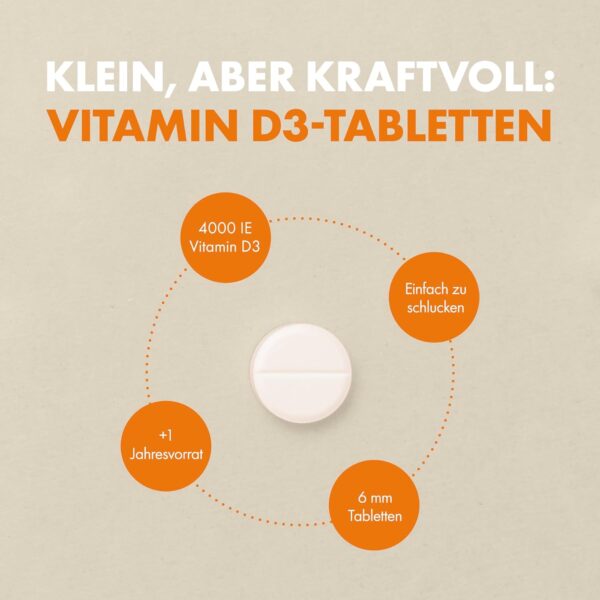 Vitamin D3-400 leicht einnehmbare Premium Vitamin D3-Mikrotabletten – Tablette Cholecalciferol VIT D3-Vegetarisches Nahrungsergänzungsmittel-Hergestellt von Incite Nutrition in Großbritannien – Bild 6