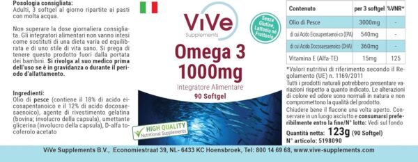 Omega 3 1000mg - 90 Softgels - Omega 3 aus Fischöl - mit EPA, DHA und Vitamin E - Hochdosiert - Qualität aus Deutschland - ViVe Supplements – Bild 6