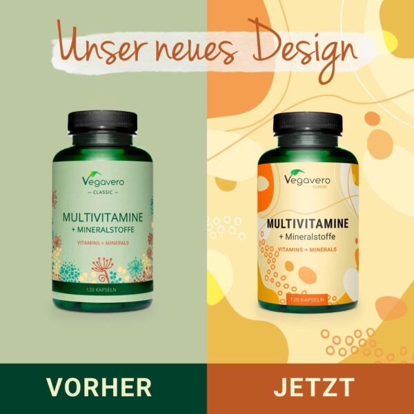 Multivitamin Kapseln Vegavero® | Immunabwehr & Energie* | Hochdosiert | Wichtige A-Z Vitamine & Mineralien | B-Vitamine, Eisen, Jod & Co | Ohne Zusatzstoffe | Laborgeprüft | Vegan | 120 Stück – Bild 2