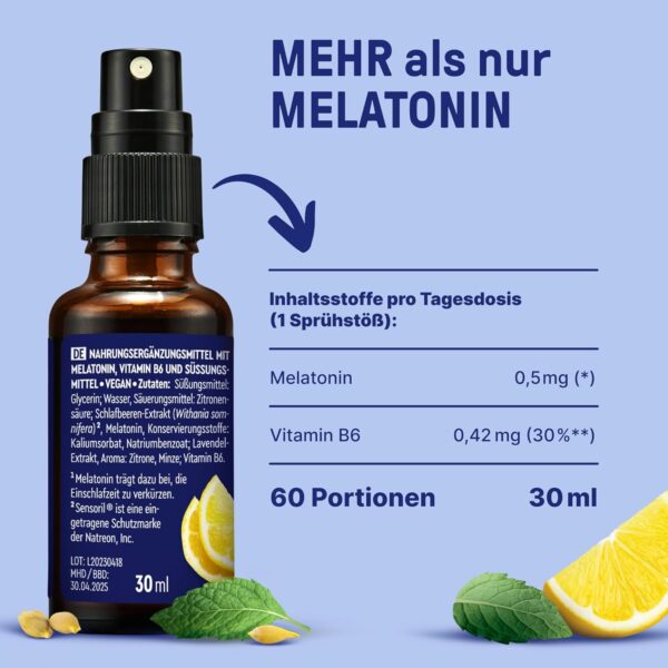 BRAINEFFECT SLEEP SPRAY STRONG Das Original® - Melatonin Spray Hochdosiert - 240 Tage Vorrat Einschlafspray - mit Minze, Zitrone, Lavendel und Ashwagandha, Zuckerfrei – Bild 5