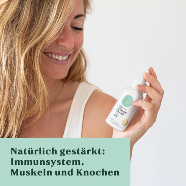 Vitamin D3 K2 Tropfen hochdosiert & vegan - 1.000 IE D3 + 25µg K2 MK7 (99,9% all-trans) + MCT-Öl - Sonnenvitamin D (Cholecalciferol) für Knochen und Immunsystem - 50 ml flüssig ohne Zusätze – Bild 2