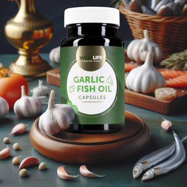 WellLife Knoblauch Fischöl Kapseln hochdosiert Vitamin E Omega 3 EPA & DHA Triglycerid Form Unterstützung Herz Kreislauf Blutdruck-Management 60 Tabletten – Bild 6