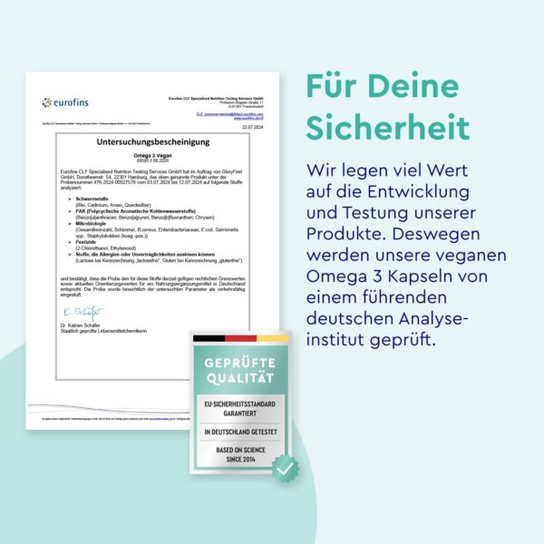 Omega 3 vegan Algenöl (life's® OMEGA) - 2000mg hochdosiert: 600mg DHA + 300mg EPA - Markenrohstoff in Triglycerid-Form - Plus Vitamin E - Nachhaltiger Algenanbau - 100% Laborgeprüft – Bild 6