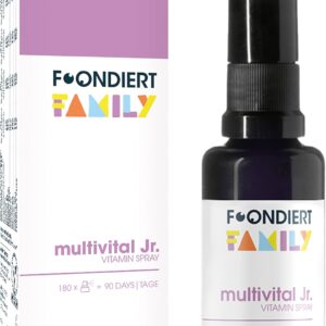 Foondiert ® - Multivital Spray Junior – Bioaktiver Vitamin und Mineralien Komplex für Kinder als praktisches Spray. Einfache Einnahme ohne Zucker mit Orangengeschmack.