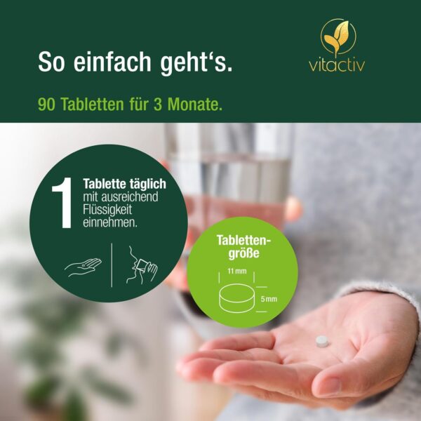 VITACTIV Multivitamin Komplex - 90 Multivitamin Tabletten - Vitamine A-Z plus Spurenelemente, ohne Vitamin K - Für z.B. Immunsystem - Hohe Bioverfügbarkeit, Hochdosiert, Vegan - Laborgeprüft in DE – Bild 6