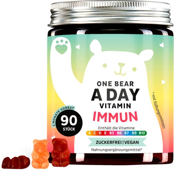 Multivitamin Gummibärchen Hochdosiert - Immun-Komplex mit Vitaminen A C D E und B-Vitamine B12 B6 Biotin Folsäure - 90 Stück - Vegan - Zuckerfrei - Bears with Benefits