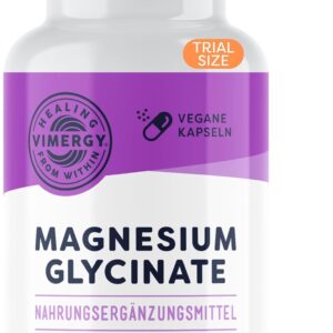 Vimergy Magnesium Glycinat Mineral Nahrungsergänzungsmittel – 30 Kapseln – Unbedenkliche Magnesium Hochdosiert Kapseln – Kurkuma & Ingwer – Glutenfrei, ohne Gentechnik – Für Keto-/Paleo Ernährung