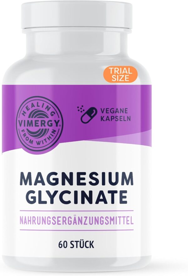 Vimergy Magnesium Glycinat Mineral Nahrungsergänzungsmittel – 30 Kapseln – Unbedenkliche Magnesium Hochdosiert Kapseln – Kurkuma & Ingwer – Glutenfrei, ohne Gentechnik – Für Keto-/Paleo Ernährung