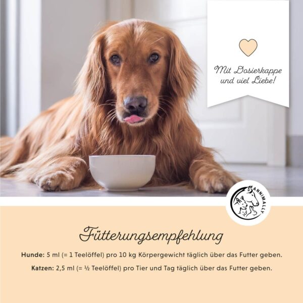 Annimally Lachsöl für Hunde 250 ml reich an Omega 3 & 6 Fettsäuren (mehr als 32%) - Barf Fischöl für Hund und Katze geeignet I Reines Naturprodukt kaltgepresst aus Deutschland – Bild 5