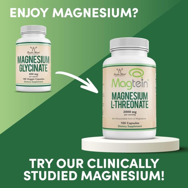 Magnesium Glycinate 400mg, 180 Capsules (Vegan Safe, Manufactured and Third Party Tested in The USA, Gluten Free, Non-GMO) High Absorption Magnesium by Double Wood Supplements – Bild 4