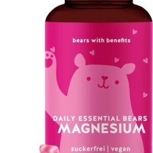 Magnesium Gummibärchen - Kraft für Muskeln und Nerven - Energie und Entspannung mit 250mg Magnesiumcitrat pro Dosis - 45 Stück - Vegan-zuckerfreie Vitamin Gummies - Bears with Benefits