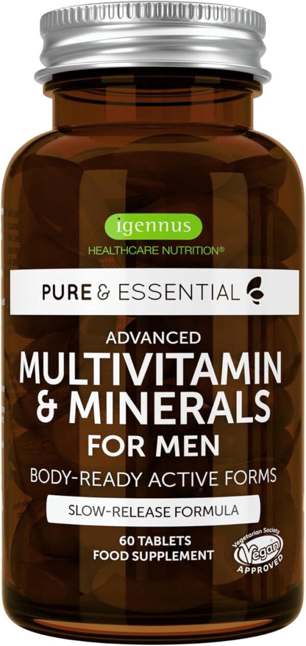 Advanced Multivitamin Tabletten für Männer, 21 Vitamine & Mineralien, angereichert mit Lycopin, Vitamin D, methyliertem B6 und B12 für Energie, Langzeitformel, 180 Tabletten, von Igennus