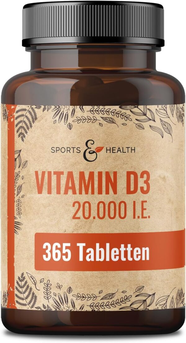 Vitamin D3 Hochdosiert 20000 Depot - 365 Vitamin D3 Tabletten - Hochdosiertes Vitamin D3 20000 IE - Vitamin D Tabletten - Vitamin D 20000 - D3 20000 IE Kapseln Tablette