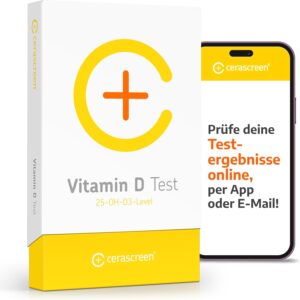 Vitamin D Test Kit von CERASCREEN - Spiegel messen und Mangel erkennen mit dem Selbsttest für zu Hause | Zertifiziertes Labor | Konkrete Handlungsempfehlungen und Gesundheitsinformationen