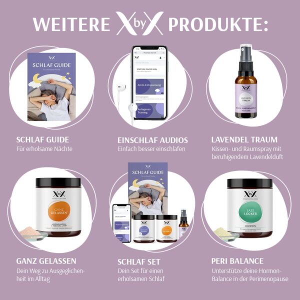 XbyX Schlaf Schön ohne Melatonin 120 g | 40 Portionen | Gut einschlafen und erholt aufwachen | Bioaktive Pflanzenextrakte zur Schlafförderung in Pulverform | Plus Magnesium und B6 | Aus Deutschland – Bild 8