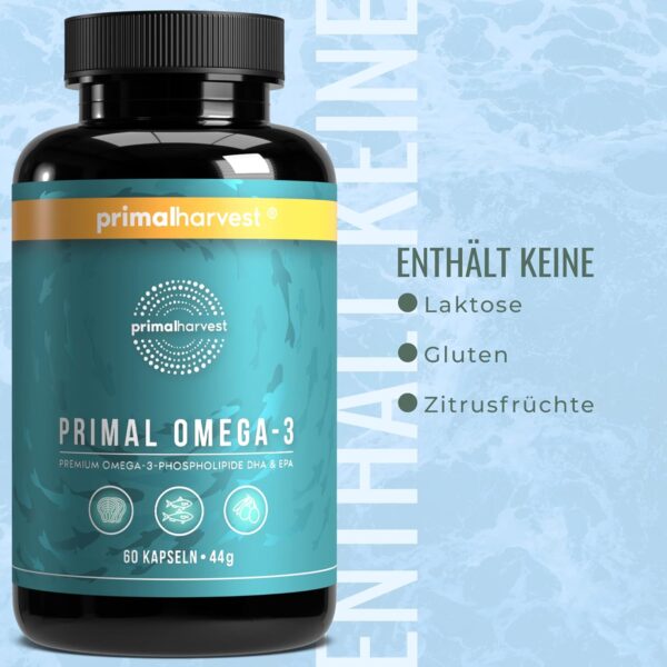 Primal Harvest ® Omega 3 Fischöl (30 Portionen) - 60 Omega 3 Kapseln in leicht zu schluckender Softgel-Form - 470mg EPA & DHA aus nachhaltig gefangenem norwegischem Fisch – Bild 9