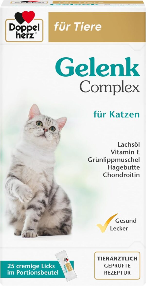 Doppelherz Gelenk Complex für Katzen – Mit essentiellen Omega-3 Fettsäuren + Vitamin E – 25 Licks