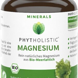 Bio Magnesium Kapseln | 100% natürlich aus Bio-Meerlattich | 337mg reines, pflanzliches Magnesium pro Tagesdosis | ohne künstliche Zusätze | Magnesium Komplex vegan | Magnesium hochdosiert im Glas