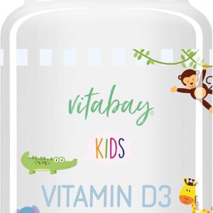 Vitabay Vitamin D3 1000 IE • 120 vegane Lutschtabletten für Kinder • Zum lutschen und kauen • natürliche Süße ohne künstliche Aromen • Made in Germany