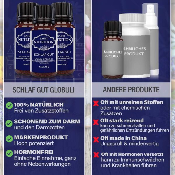 Saint Nutrition® C40 Schlaf Globuli + aktiviert körpereigenes Melatonin zur Entspannung - Beruhigunsmittel für den Mensch zum einschlafen + Sleep Well - DAS pflanzliche Mittel für Erwachsene & Kinder – Bild 5