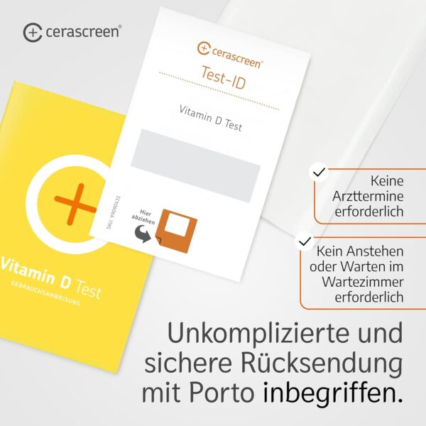 Vitamin D Test Kit von CERASCREEN - Spiegel messen und Mangel erkennen mit dem Selbsttest für zu Hause | Zertifiziertes Labor | Konkrete Handlungsempfehlungen und Gesundheitsinformationen – Bild 5