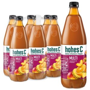hohes C Multivitamin (6 x 1l), 100% Saft, Apfel, Orange, Ananas, Maracuja, Mango, 9 Vitamine, ohne Zuckerzusatz laut Gesetz, vegan