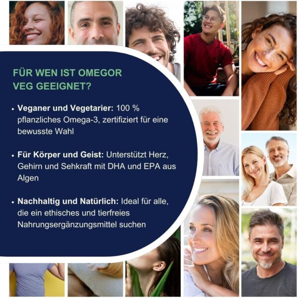 Omegor VEG - Omega 3 Veganes Algenöl | Das einzige IFOS-Zertifikat | 250 mg DHA und 125 mg EPA pro Kapsel | 60 Kapseln, 2 Monatsvorrat | 100% VEGAN – Bild 5