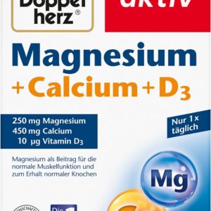 Doppelherz Magnesium + Calcium + D3 - Magnesium als Beitrag für die normale Muskelfunktion und zum Erhalt normaler Knochen - 40 Tabletten