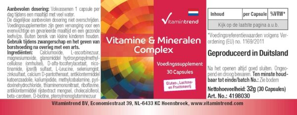 Vitamin & Mineral Komplex - 30 Kapseln ! 1-MONATS-VORRAT ! Multivitamin-Präparat in sicherer Dosierung - Bioverfügbare Supplements aus Deutschland | Vitamintrend® – Bild 7